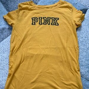PINK Victoria's Secret Mustard Short Sleeve Tee